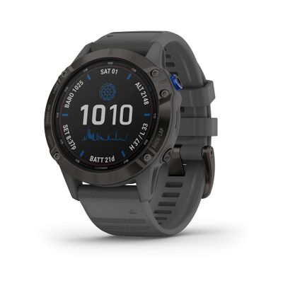 Garmin Fenix 6 Pro Solar (Renewed) (GPS,1.4 inches) Solar-Powered Multisport, Advanced Training Features and Data, Black with Slate Gray Band