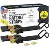 DC Cargo Mall Boat Retractable Ratchet Strap Heavy Duty Gunwale Kit & Transom Tie Down Straps & Heavy-Duty 2" x 38" Straps for Secure Boat or Jet Ski Trailer Transport - 2500 lbs Break Strength view 1