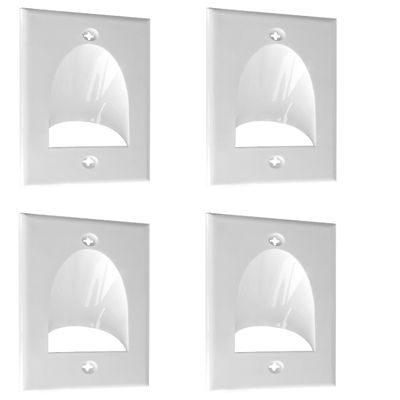 BestMounts - 4 Pack Inner Nose Behind Wall Cable Management TV Cord Hider for Wall Mounted TV - Single Gang Low Voltage Recessed Wall Plates Cable Pass Through for Wires, HDTV, HDMI (White)