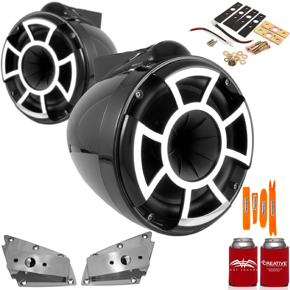 Wet Sounds for Nautique FC5 Towers - REV8 8" Black Tower Speakers & Lower Nautique Tower Adapters