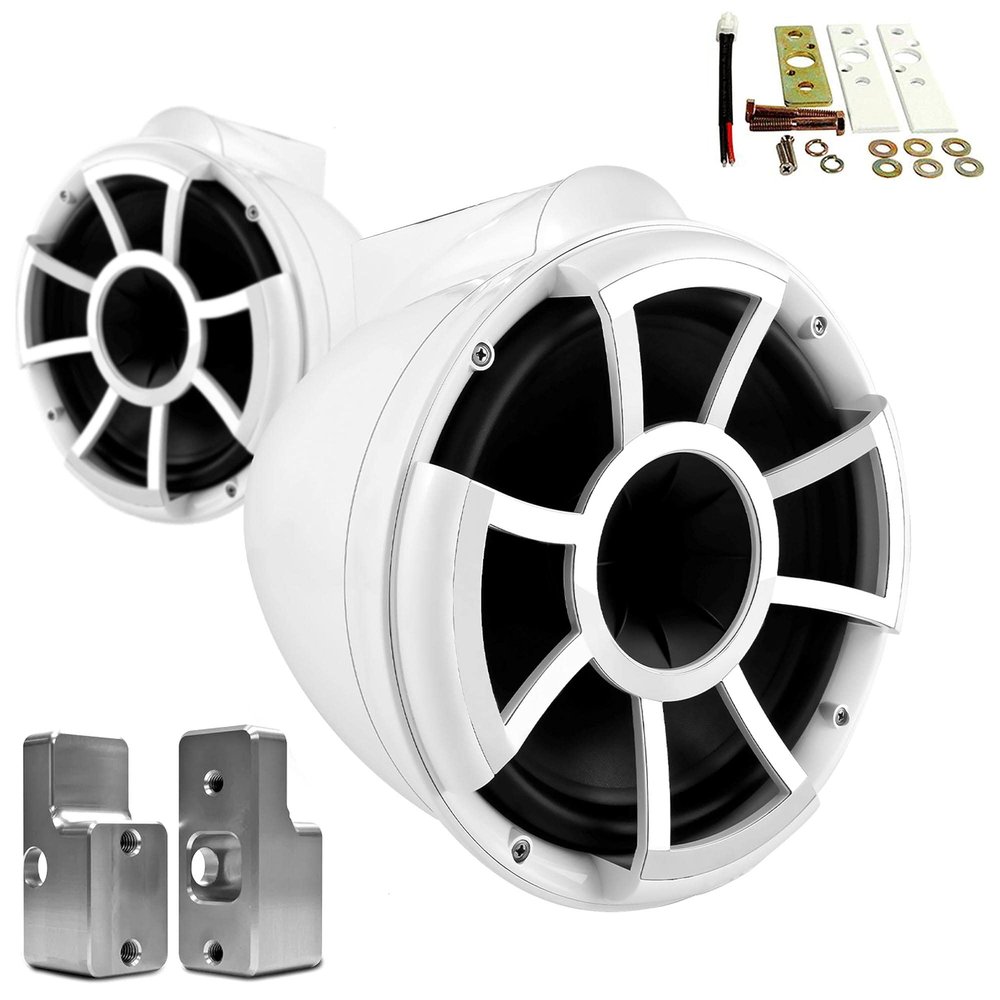 Wet Sounds REV10W-X 10" White Fixed Tower Speakers with Nautique G Tower Adapters
