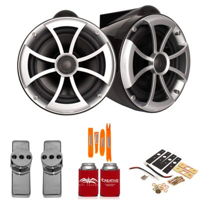 Wet Sounds for Nautique FC5 Towers - ICON8 8" Black Tower Speakers & Upper Nautique Tower Adapters