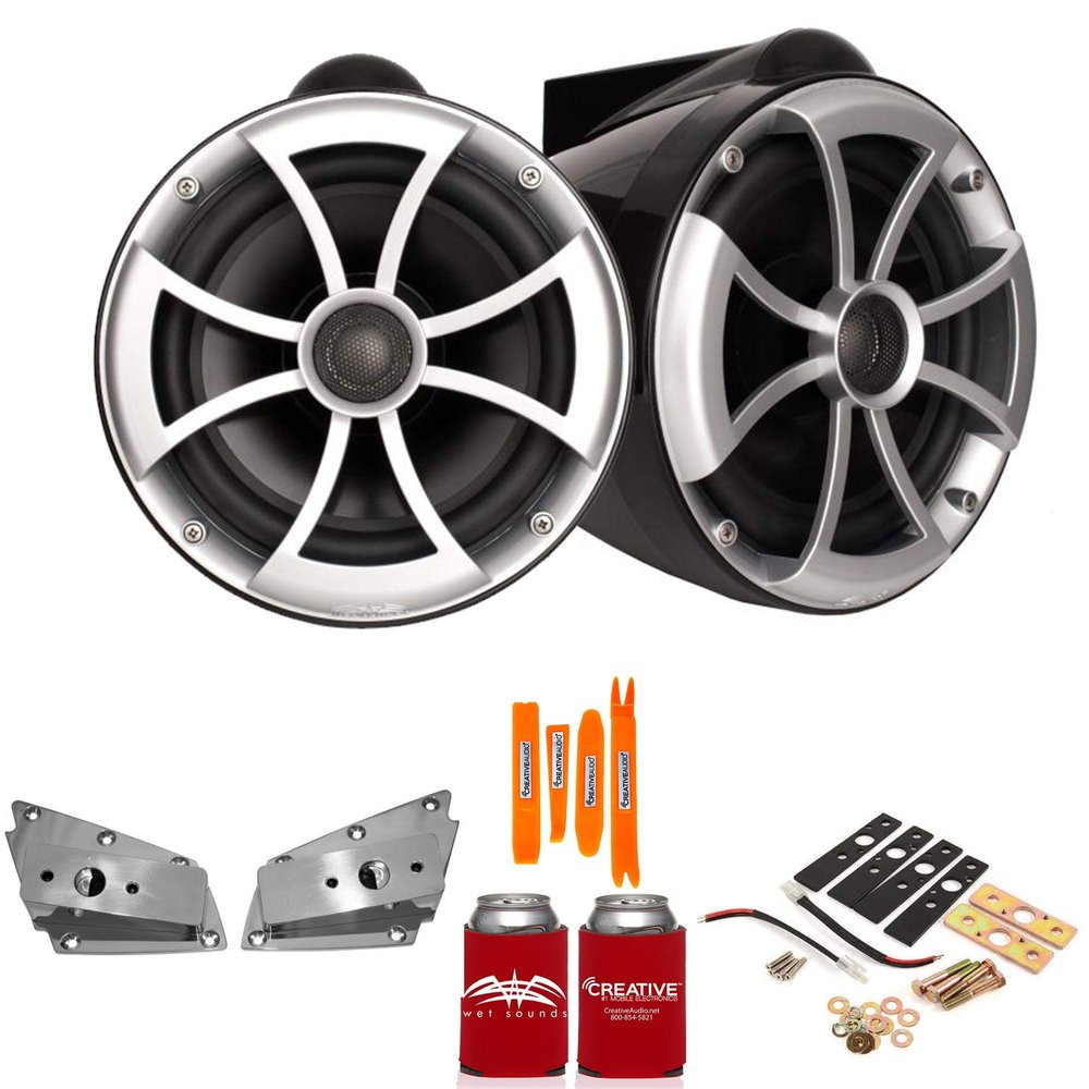 Wet Sounds for Nautique FC5 Towers - ICON8 8" Black Tower Speakers & Lower Nautique Tower Adapters