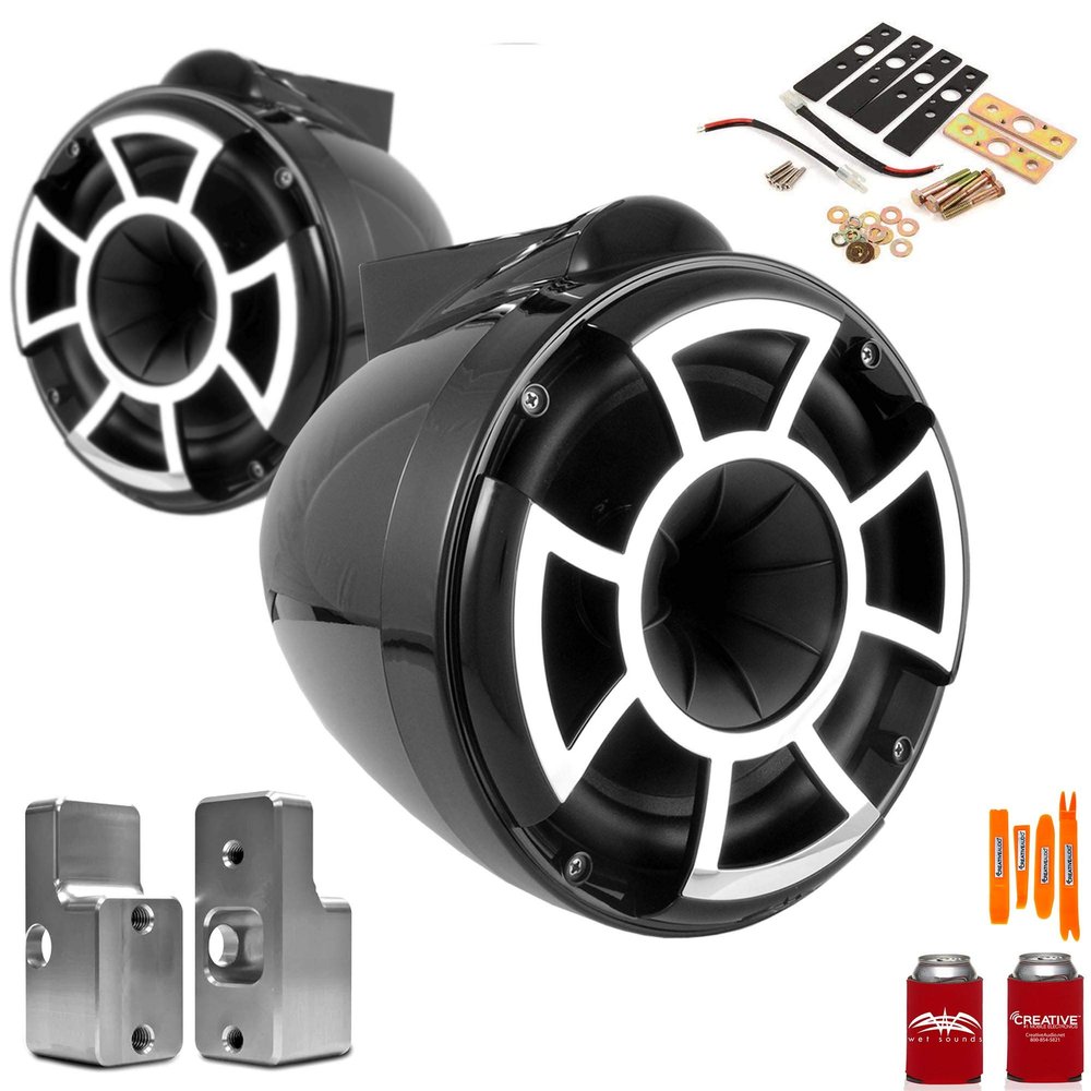 Wet Sounds REV8B-X 8" Black Fixed Tower Speakers with Nautique G Tower Adapters