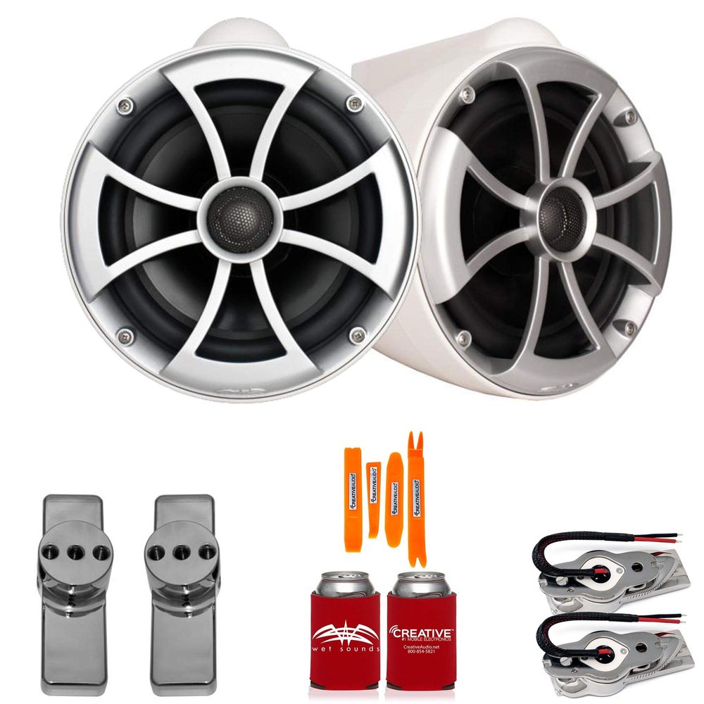 Wet Sounds for Nautique FC5 Towers - ICON8 8" White Tower Speakers & Upper Nautique Tower Adapters