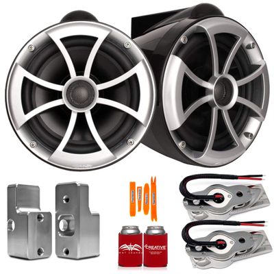 Wet Sounds ICON8B-SBM 8" Black Swivel Tower Speakers with Nautique G Tower Adapters
