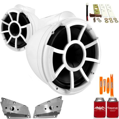 Wet Sounds for Nautique FC5 Towers - REV10 10" White Tower Speakers & Lower Nautique Tower Adapters