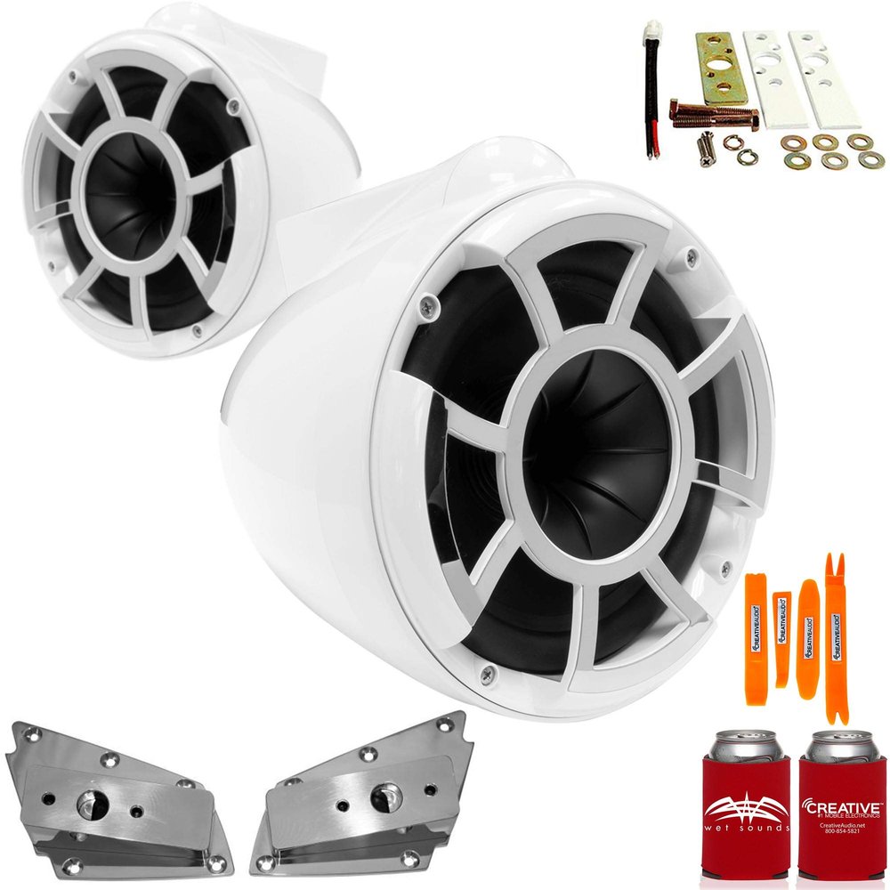 Wet Sounds for Nautique FC5 Towers - REV8 8" White Tower Speakers & Lower Nautique Tower Adapters