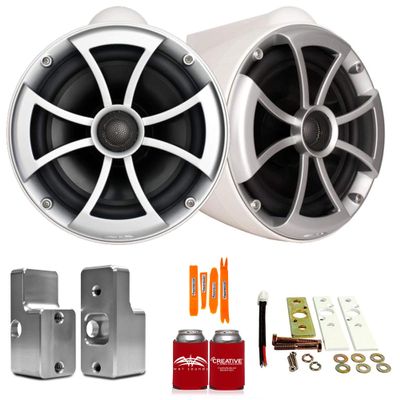 Wet Sounds ICON8W-X 8" White Fixed Tower Speakers with Nautique G Tower Adapters