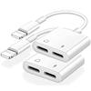 [Apple MFi Certified] 2PACK iPhone Lightning to 2 Lightning Adapter, Dual Lightning AUX + Charger Adapter Dongle Cable Splitter Compatible for iPhone 12/11/SE/X/XR/XS/8/7/6 Support Call + Charging view 1