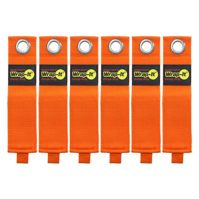 Heavy-Duty Wrap-It Storage Straps - 17-inch (6-Pack) Blaze Orange - Garage Organizer and Extension Cord Hanger for Garage Storage Ideas as an Electric Cord Holder with Garage Gadgets