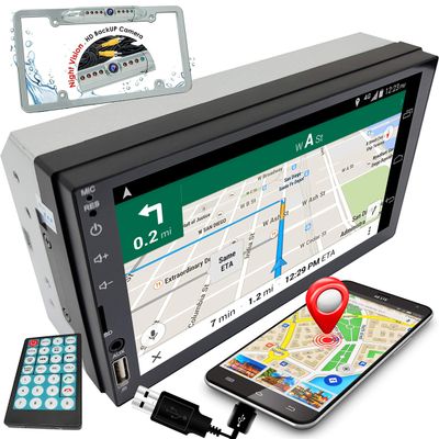 Double Din Car Stereo in-Dash Car Radio with Bluetooth 7 Inch HD Touchscreen Auto Radio Support D-Play Mirror Link for Android iOS Phone FM/USB/TF/Aux-in/RCA/with Backup Camera PK3 + Remote Control