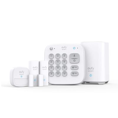 Eufy Security 5-Piece Home Alarm Kit, Home Security System, Keypad, Motion Sensor, 2 Entry Sensors, Home Alarm System, Control from The App, Links with HomeBase-Connected Devices (Renewed)