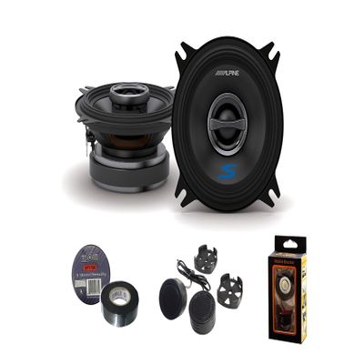 Alpine S-S40 S-Series 4-inch Coaxial 2-Way Speakers (Pair) - Contains 4x6 Adapter Plate Bundle
