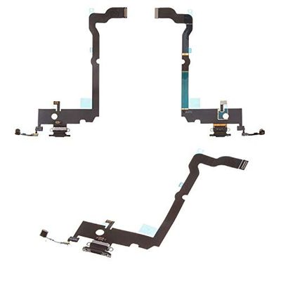 Flex Cable Repair Parts Replacement Compatible with iPhone Xs Max, (Headphone Connector, Charge Connector, Black, with Microphone)