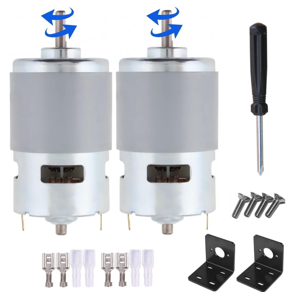 775 DC Motor DC 12V - 24V Max 12000 RPM Ball Bearing Large Torque High Power Low Noise Gear Motor Electronic Component Motor 2-Packwith Bracket