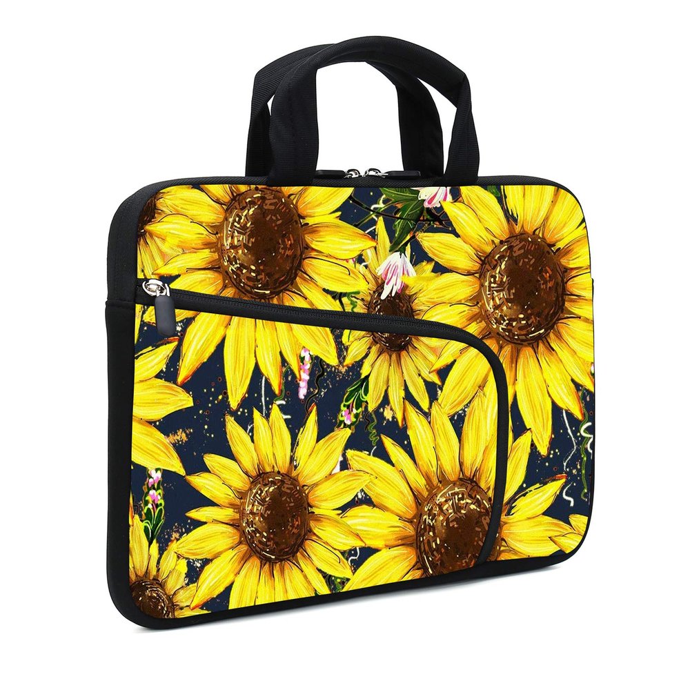 11.6" 12.2 inches Laptop Sleeve Chromebook Case Ultrabook Case Notebook Sleeve Tablet Case Neoprene Handle Sleeve for Men Women, Two Pockets Fit Apple MacBook Air Samsung Acer HP(Sunflowers)