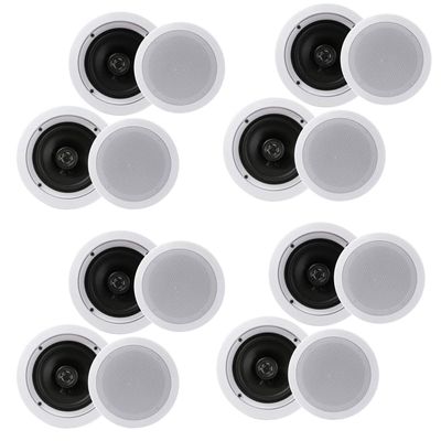 Pyle PDIC1661RD 6.5 Inch 200 Watt in Ceiling Wall Speakers 2 Way Flush Mount Home Indoor Stereo Speaker System Pair, White (4 Pairs)