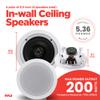 Pyle PDIC1661RD 6.5 Inch 200 Watt in Ceiling Wall Speakers 2 Way Flush Mount Home Indoor Stereo Speaker System Pair, White (4 Pairs) view 3