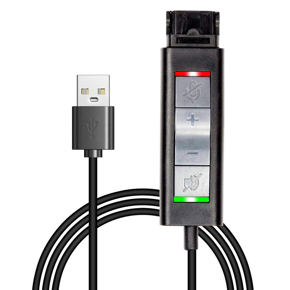 VoiceJoy QD(Quick Disconnect) Connector to USB Adapter Cable with Volume Adjuster, Mute for Speaker and Microphone Separately Compatible with Any Plantronics Headset QD Plug