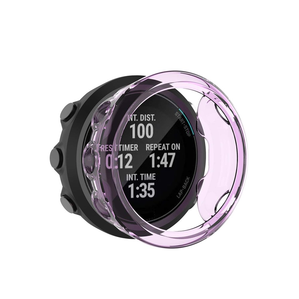 Compatible with Garmin Forerunner 45/ Swim 2 Case, Replacement Screen Protector Case Cover Plating Process TPU Shockproof Case Guard Thin Bumper Shell for Forerunner 45/ Swim 2 Watche (Purple)