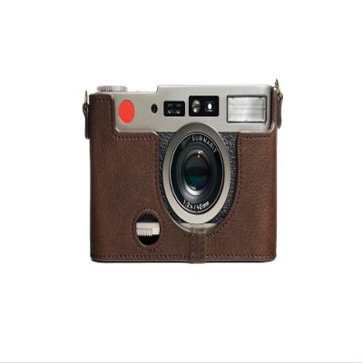 Handmade Genuine Real Leather Half Camera Case Bag Cover for Leica CM Coffee Color