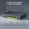 Cudy 4 Channel Gigabit PoE Extender, 1000 Mbps, 1 PoE Input, 4 PoE Output, PoE Repeater, PoE+ Amplifier, PoE++ Booster, Wall Mounting, IEEE 802.3bt / 802.3at / 802.3af Compliance view 2