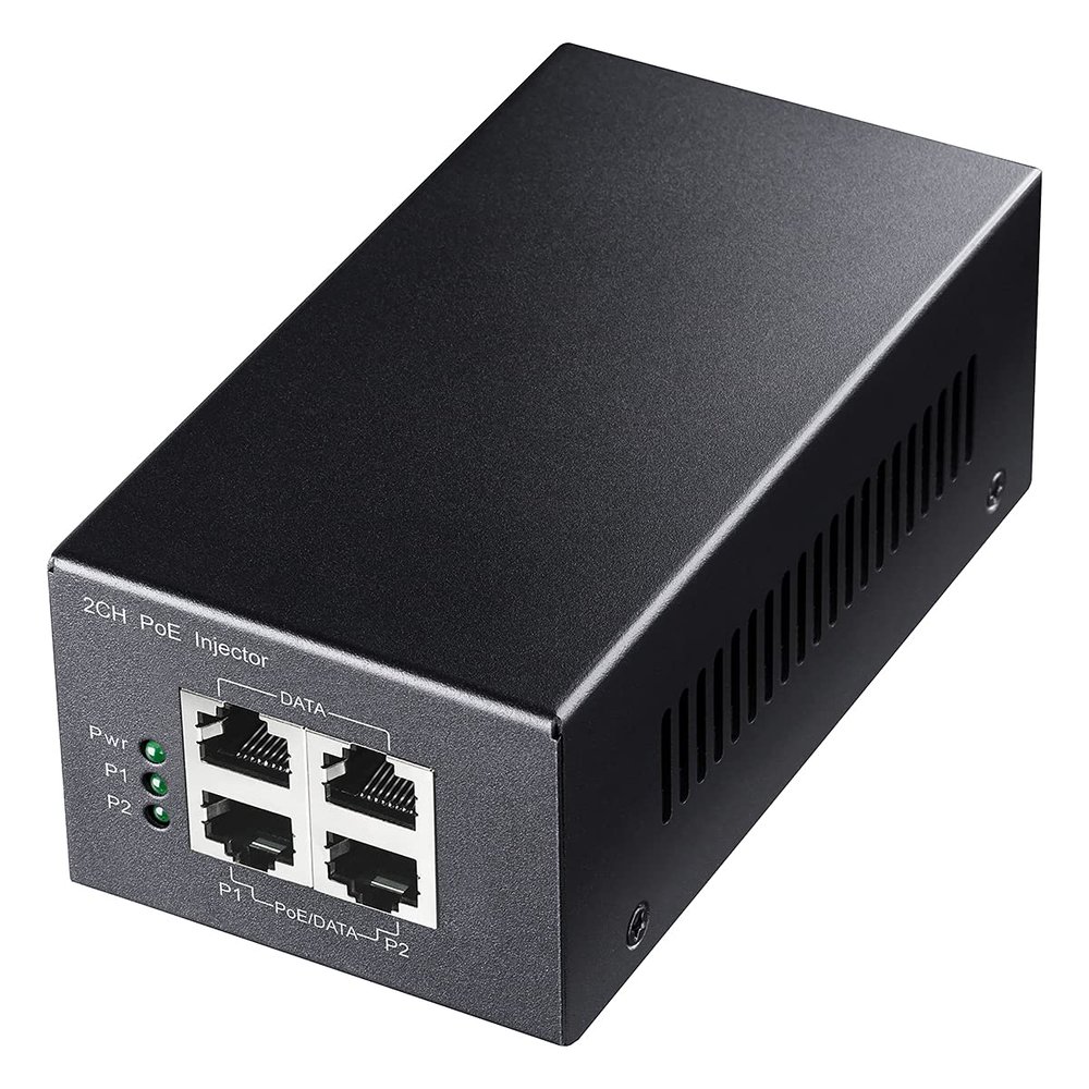 Cudy 2 Channel Gigabit PoE Injector, 10/100/1000Mbps, 2 Gigabit Input, 2 PoE Output, 2 x 30 watts PoE Adapter, Wall-Mount, Comply with 802.3at / 802.3af, 48V