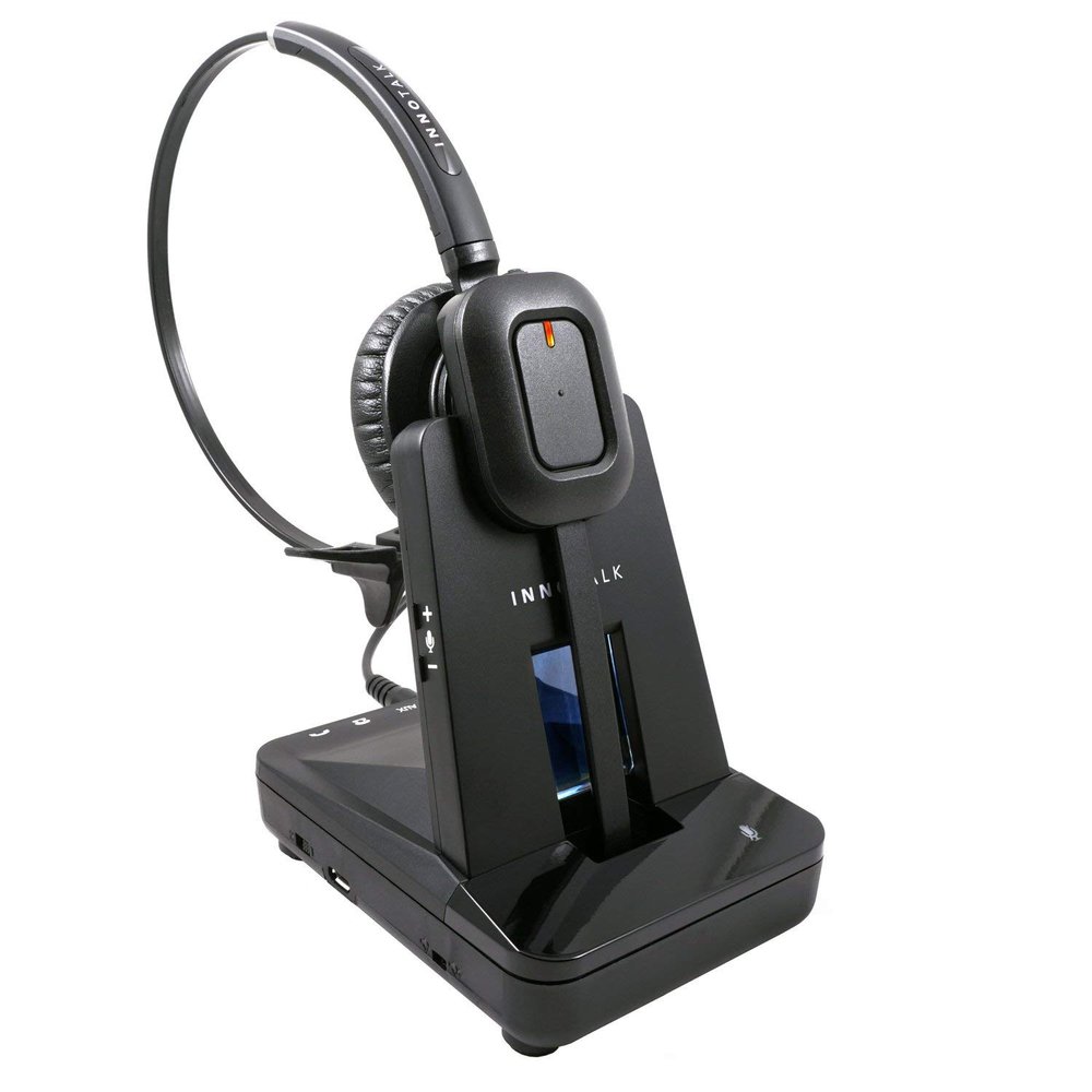 INNOTALK Remote Answering Wireless Headset for Polycom VVX101, VVX 201, VVX 301, VVX 311, VVX 401, VVX 411, VVX 501, VVX 601, Any VVX - Includes EHS Cable for Poly