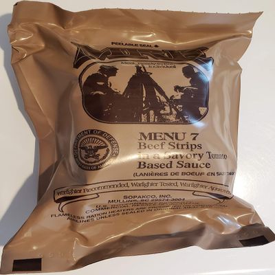Genuine Military MRE Meal with Inspection Date 2022 or Newer (Beef Strips} Meal 7 Meals Ready To Eat