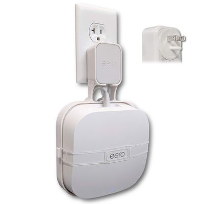 The eero Pro Genie for eero Pro 6 and 6E Wall Mount Outlet Holder Stand (1-Pack) | Lowest Profile | Open Access | Multiple Install Options | Reinforced Support | Horizontal Outlets