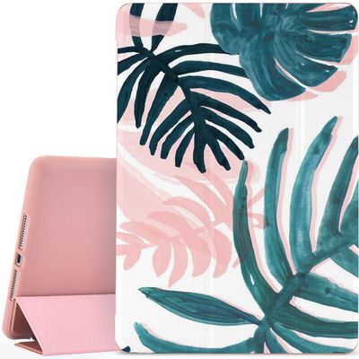 JOYLAND Monstera Pad Case Cover for iPad 8th/9th Generation Rose Gold Case Flowers Anti-Scratch Shockproof Lightweight Smart Trifold Stand Cover Soft TPU Cover for 10.2" iPad 2020/2021