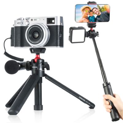 Ulanzi MT-16 Camera Tripod Stand Holder, Mini Tabletop Tripod Selfie Stick with Cold Shoe for iPhone 17 Canon G7X Mark III Sony ZV-1 RX100 Osmo Pocket3 Osmo Nano Vlogging Filmmaking Live Streaming