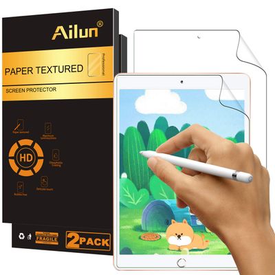 Ailun Paper Textured Screen Protector for iPad 9/8/7 (10.2-Inch, 2021&2020&2019) Draw Like on Papertouch Anti Glare Case Friendly [2Pack]