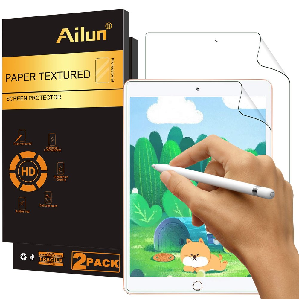 Ailun Paper Textured Screen Protector for iPad 9/8/7 (10.2-Inch, 2021&2020&2019) Draw Like on Papertouch Anti Glare Case Friendly [2Pack]
