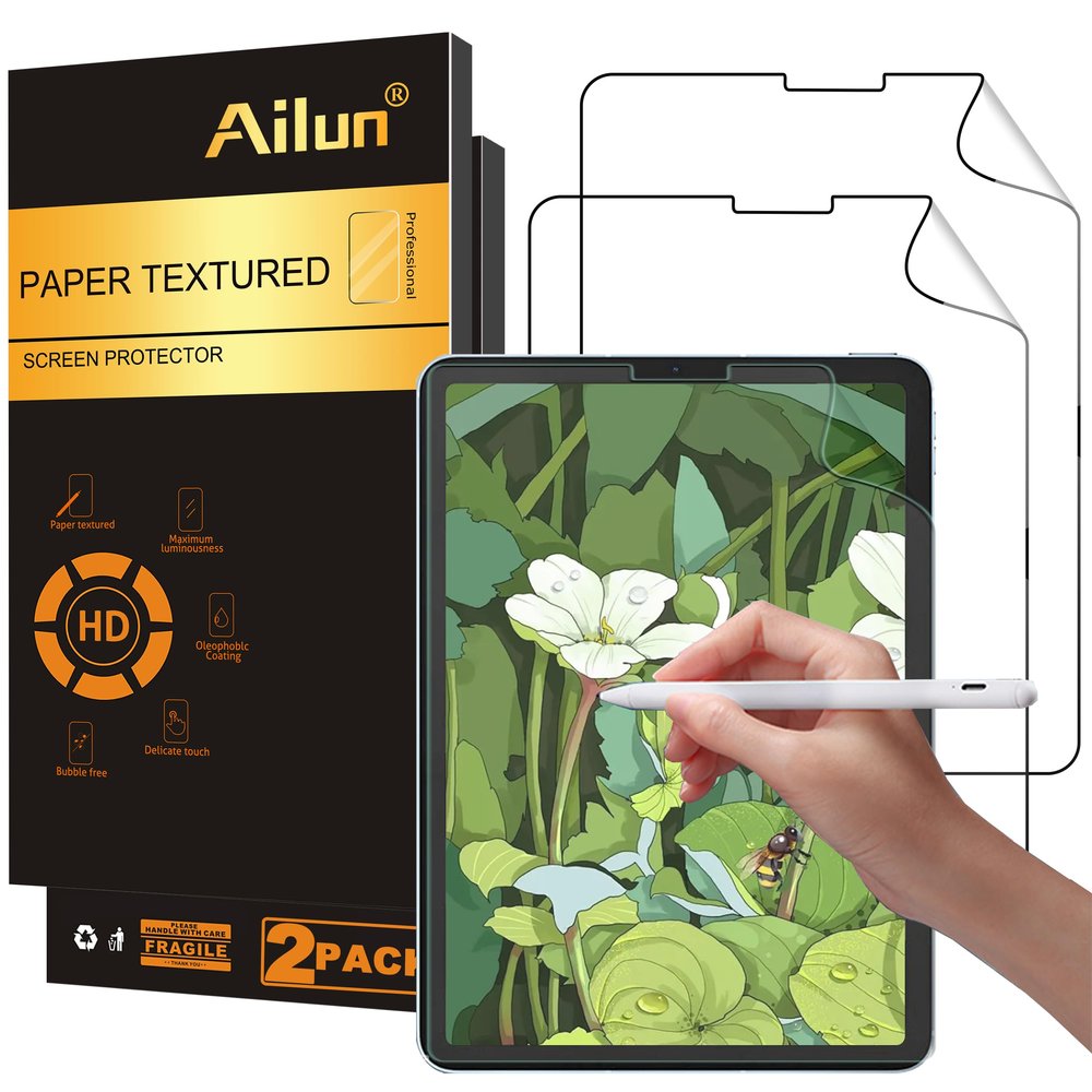 Ailun Paper Textured Screen Protector for iPad Pro 12.9 Inch Display [2022 & 2021 & 2020 & 2018 Release] 2Pack Draw and Sketch Like on Papertouch Anti Glare Less Reflection