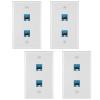4 Pieces 2 Port Ethernet Wall Plate, RJ45 Cat6 Female to Female Jack Inline Coupler FacePlates (Blue) view 1