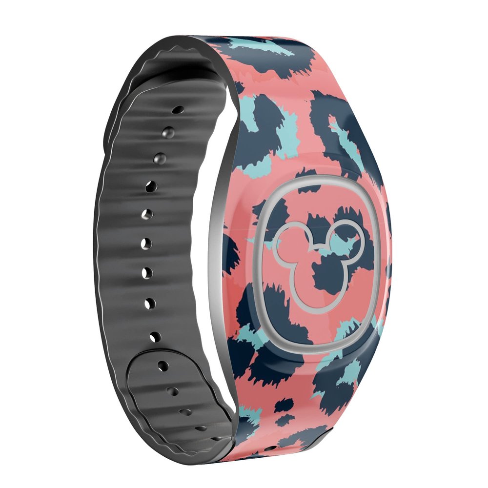 Design Skinz Leopard Coral and Teal V23 - Skin Decal Vinyl Full-Body Wrap Kit Compatible with The Disney MagicBand 2.0 (Disney MagicBand 2.0 Not Included)