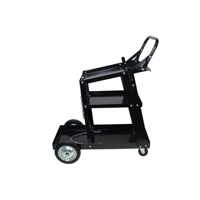 K Tool International 75503 28" x 15" Welding Cart for Garages, Repair Shops and DIY, 100 lbs., Solid Axle, Over-Sized Steel Hub, Powder-Coated Steel Frame, Tilted Top Shelf, (2) Lower Shelves, Black