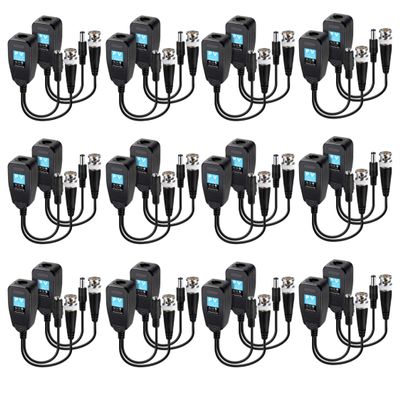 DeguangXin Passive Video Balun 12 Pairs HD-CVI/TVI/AHD Passive Video Balun with Power Connector and RJ45 CAT5 Data Transmitter BNC Twisted Pair