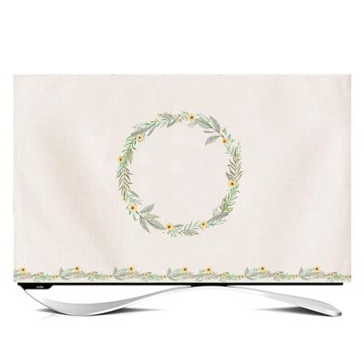 NANKAN Indoor TV Cover 24''-65'' Dust Proof Cotton Linen Fabric TV Screen Protector Cute Flower Leaves Animal Print TV Display Cover for Flat/Curved Screen (Color : Grass, Size : 40in)