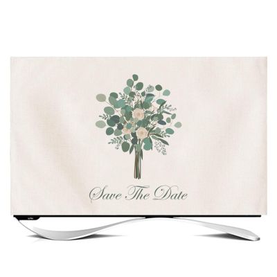 NANKAN Indoor TV Cover 24''-65'' Dust Proof Cotton Linen Fabric TV Screen Protector Cute Flower Leaves Animal Print TV Display Cover for Flat/Curved Screen (Color : Tree2, Size : 37in)
