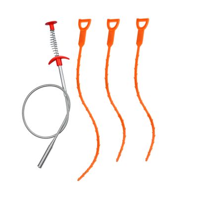 4PCS Drain Augers Hair Drain Clog Remover, Bendable Cleaner, for Kitchen Catcher, Sink, Sewer Cleaning Tool