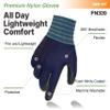 DEX FIT Premium Nylon Work Gloves FN320 - Firm Nitrile Grip, 3D-Comfort Stretchy Fit, Thin & Lightweight, Protective & Durable, Breathable, Machine Washable; Navy 9 (L) 3 Pairs view 4