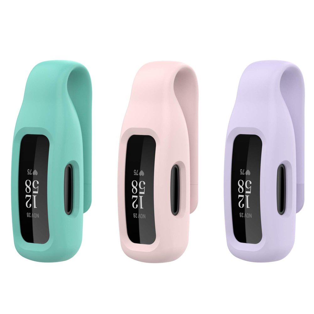 BabyValley Clip Compatible with Fitbit Inspire 2 Clips with Steel Sheet, Solid Color Silicone Tracker Accessory Clip for Inspire 2 (Teal&Pink&Purple)