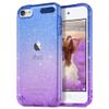 ULAK Clear Gradient Glitter Case for iPod Touch 7th/6th/5th Generation, Hybrid Slim Cute Case for Girls Women, Shockproof Anti-Scratch Soft TPU Bumper Cover for iTouch 5/6/7, Blue+Purple view 1