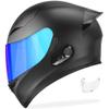 GDM Motorcycle Helmet with Bluetooth Headset - Large (Matte Black, with Clear & Iridium Shields) view 1