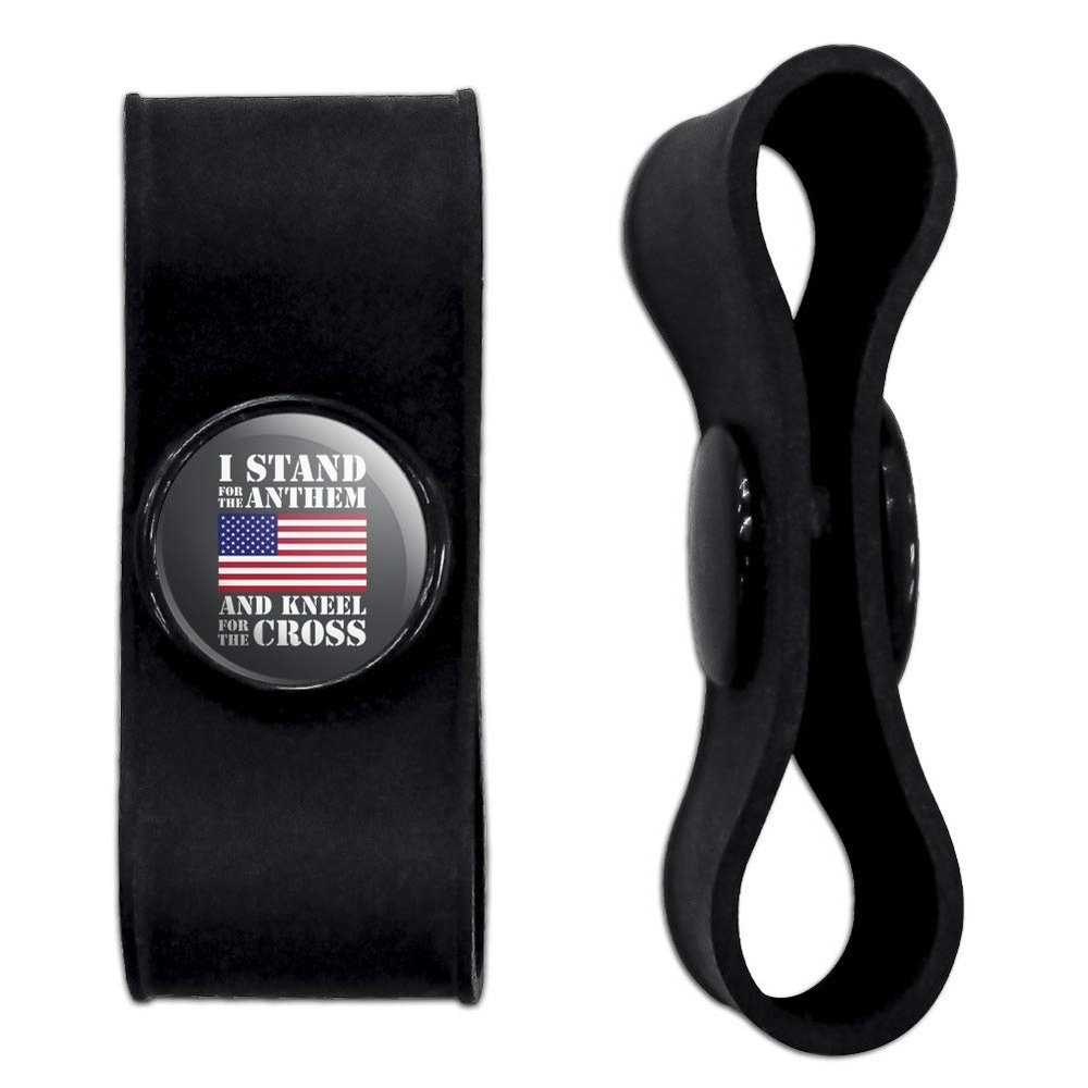 GRAPHICS & MORE I Stand for The Flag Kneel Cross USA American Flag Patriotic Headphone Earbud Cord Wrap - Charging Cable Manager - Wire Organizer Set of 2