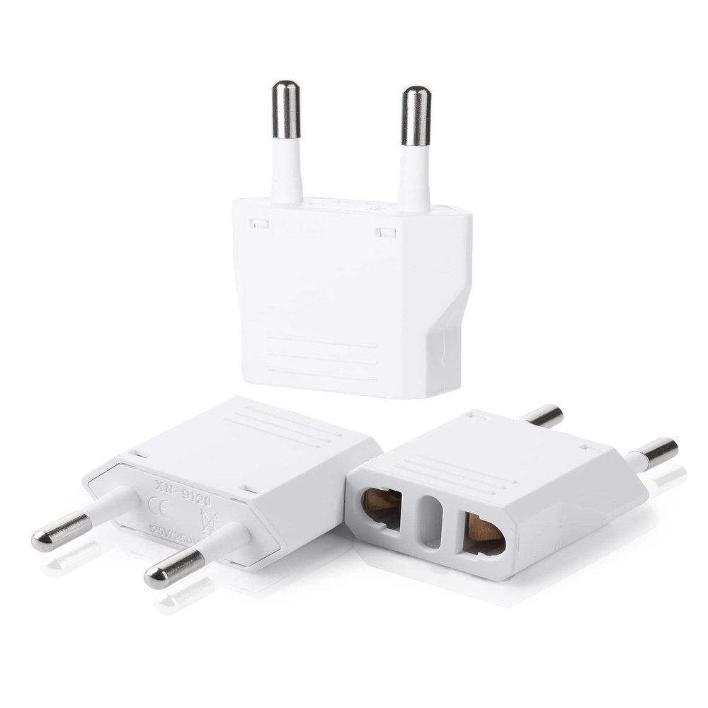 Bates- European Travel Plug Adapter, 3 Pack, US to Europe Plug Adapter Type C, Outlet Converter, USA to Europe, Italy, Spain, Germany, France, EU