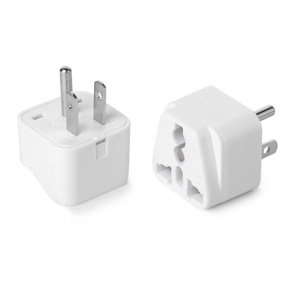 Bates- Universal Travel Plug Adapter, 2 Pack Converts EU UK AU Asia to USA